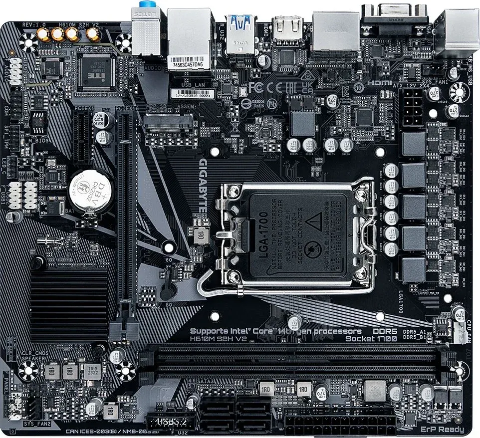 Материнская плата Gigabyte H610M S2H V2, LGA1700, H610, 2×DDR5, mATX, фото 2