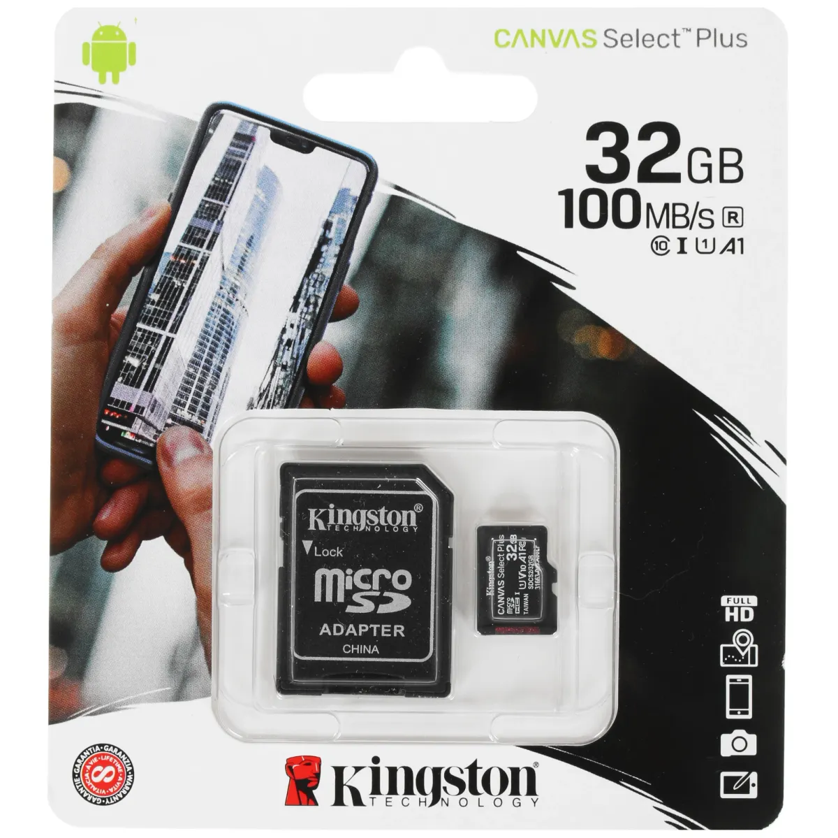 Карта памяти Kingston SDCS2/32GB Canvas Select Plus, microSDHC 32 ГБ, Class 10 UHS-I