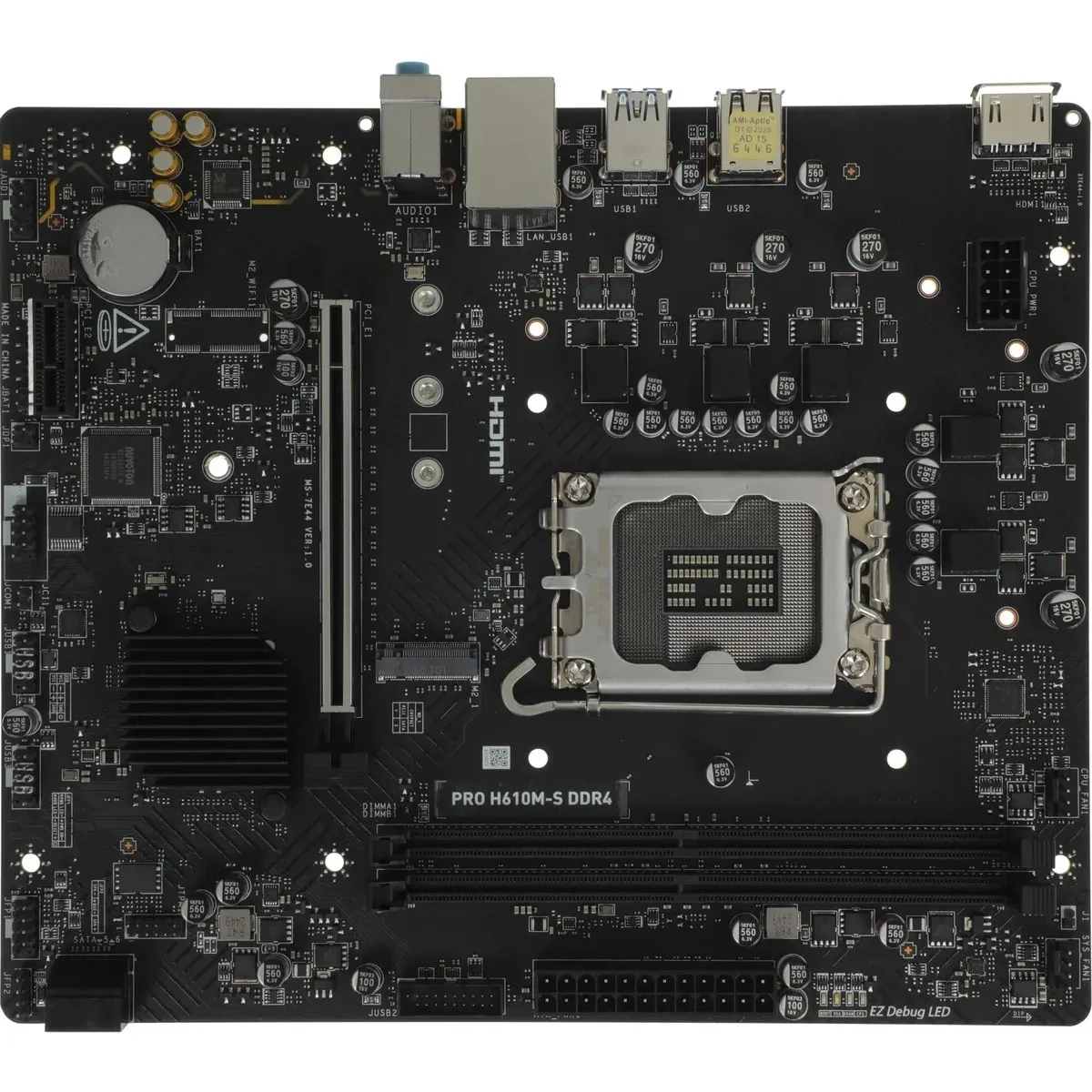 Материнская плата MSI PRO H610M-S DDR4, LGA1700, H610, 2×DDR4, Micro-ATX
