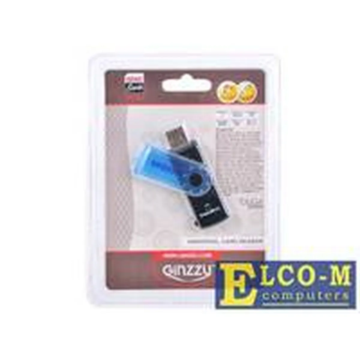 Кардридер Ginzzu GR-412B, USB 2.0 Type-A, microSD/SD/MS Duo/MMC, чёрный