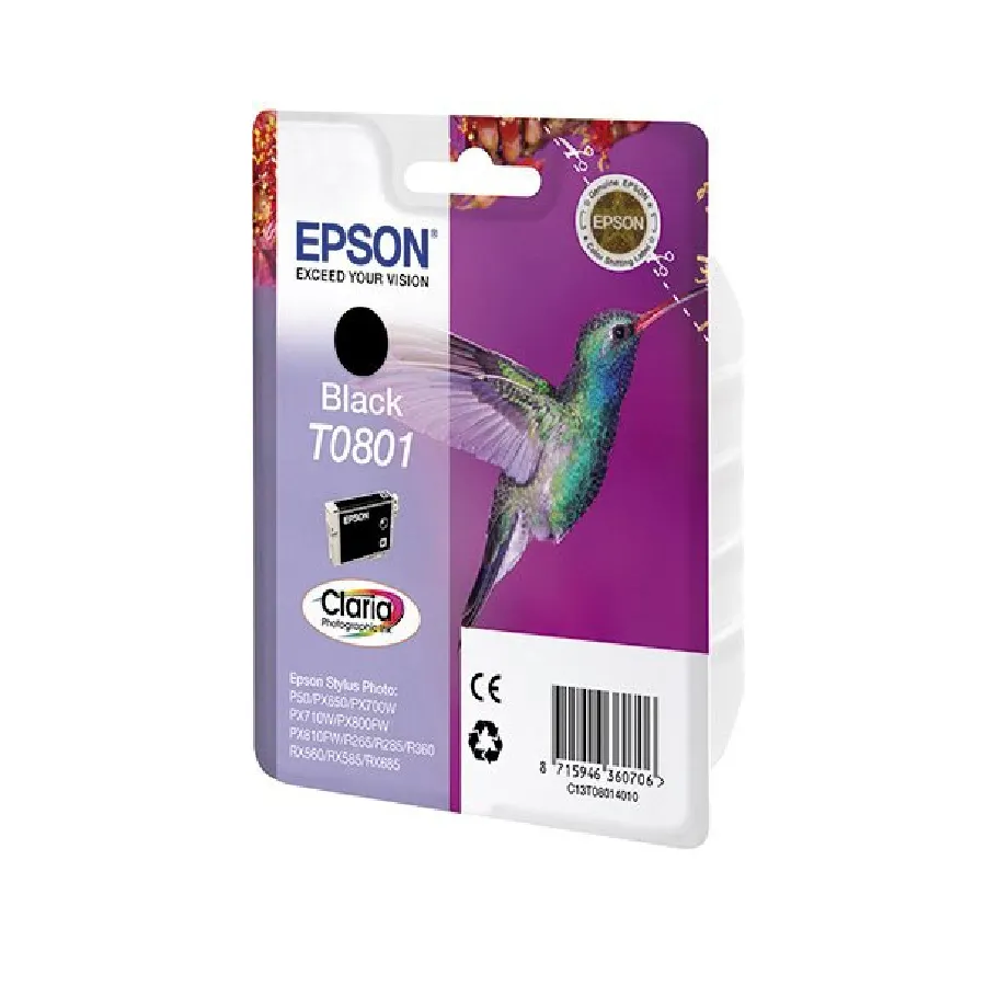 Картридж Epson C13T08014011 (T0801), черный, 7.4 мл, 330 страниц, фото 2