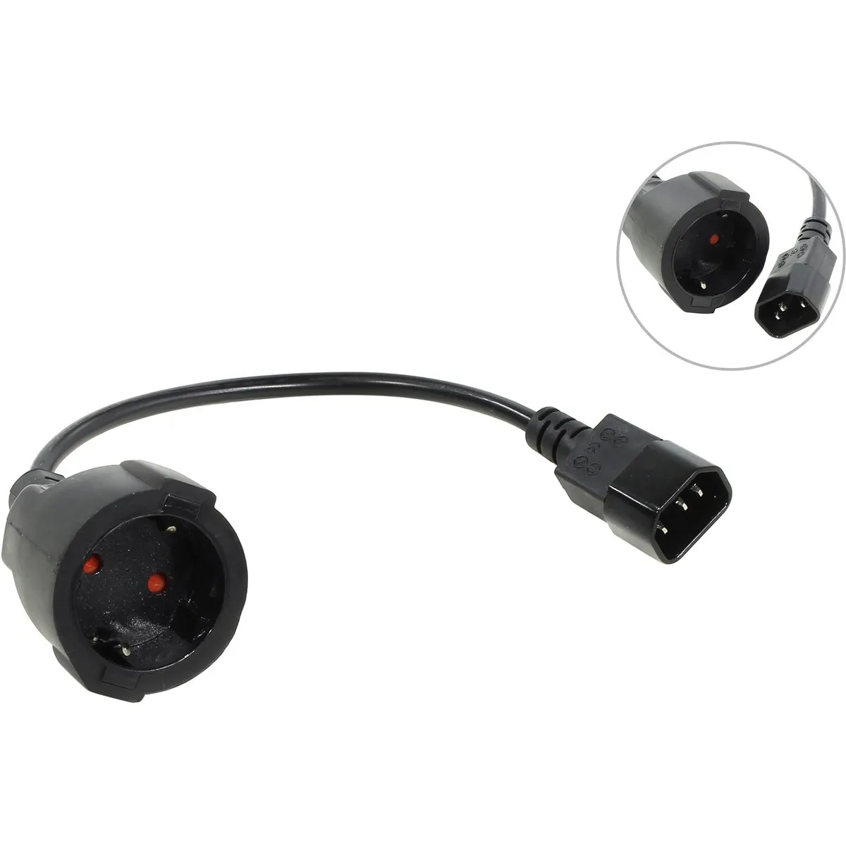 Кабель-переходник VCOM CE002, IEC-320-C14 — розетка тип F, 3G×0,75 мм², 0,15 м