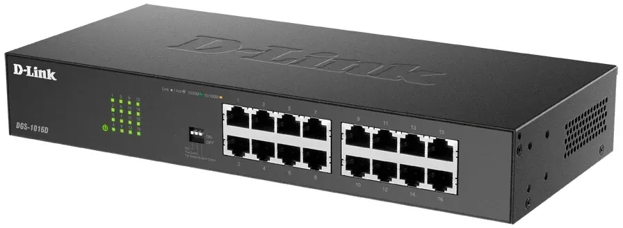 Коммутатор D-Link DGS-1016D/J1A, неуправляемый, 16×1GbE, DIP-переключатель, 1U, фото 2