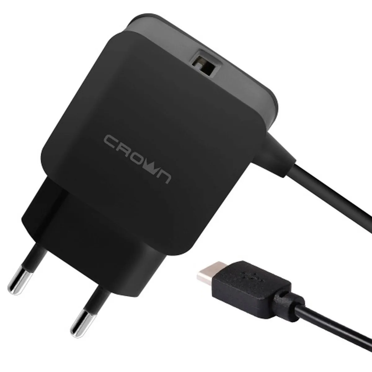 Зарядное устройство Crown Micro CMWC-3001, сетевое, 220 В, USB, чёрное