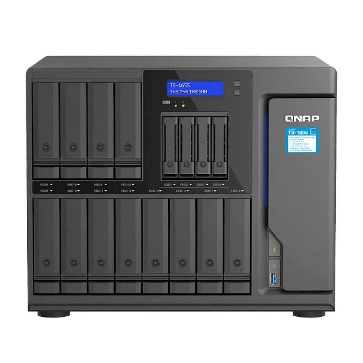 Сетевое хранилище QNAP TS-1655-8G, 16 отсеков, Intel Atom C5125, 8 ГБ DDR4, 2×2.5 GbE