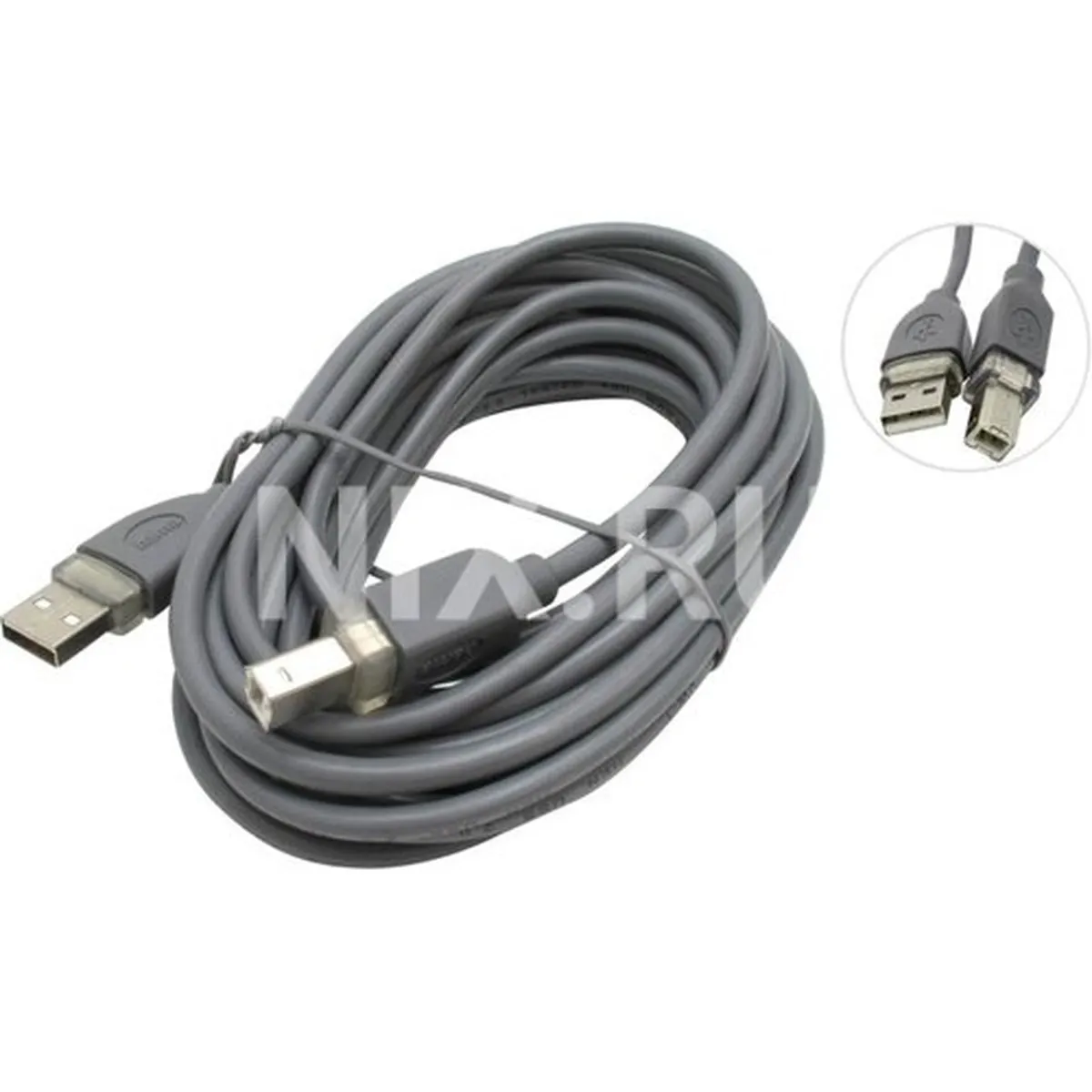 Кабель USB Hama H-45023, USB 2.0 A–B, 5 м, серый