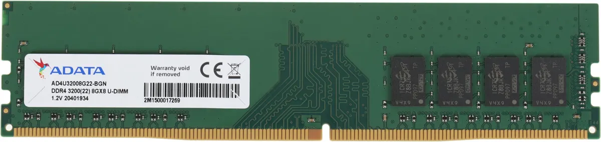 Модуль памяти A-DATA AD4U32008G22-BGN, DDR4, 8 ГБ, 3200 МГц, CL22, DIMM, фото 2