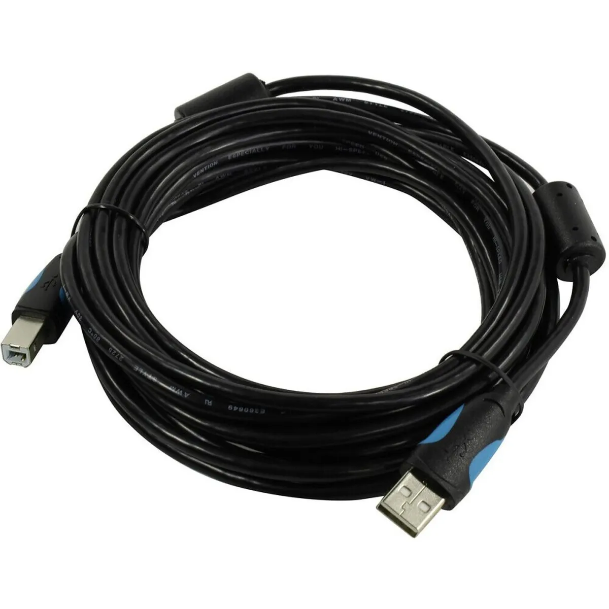 Кабель Vention VAS-A16-B500, USB 2.0 AM/BM, 5 м, 480 Мбит/с, черный