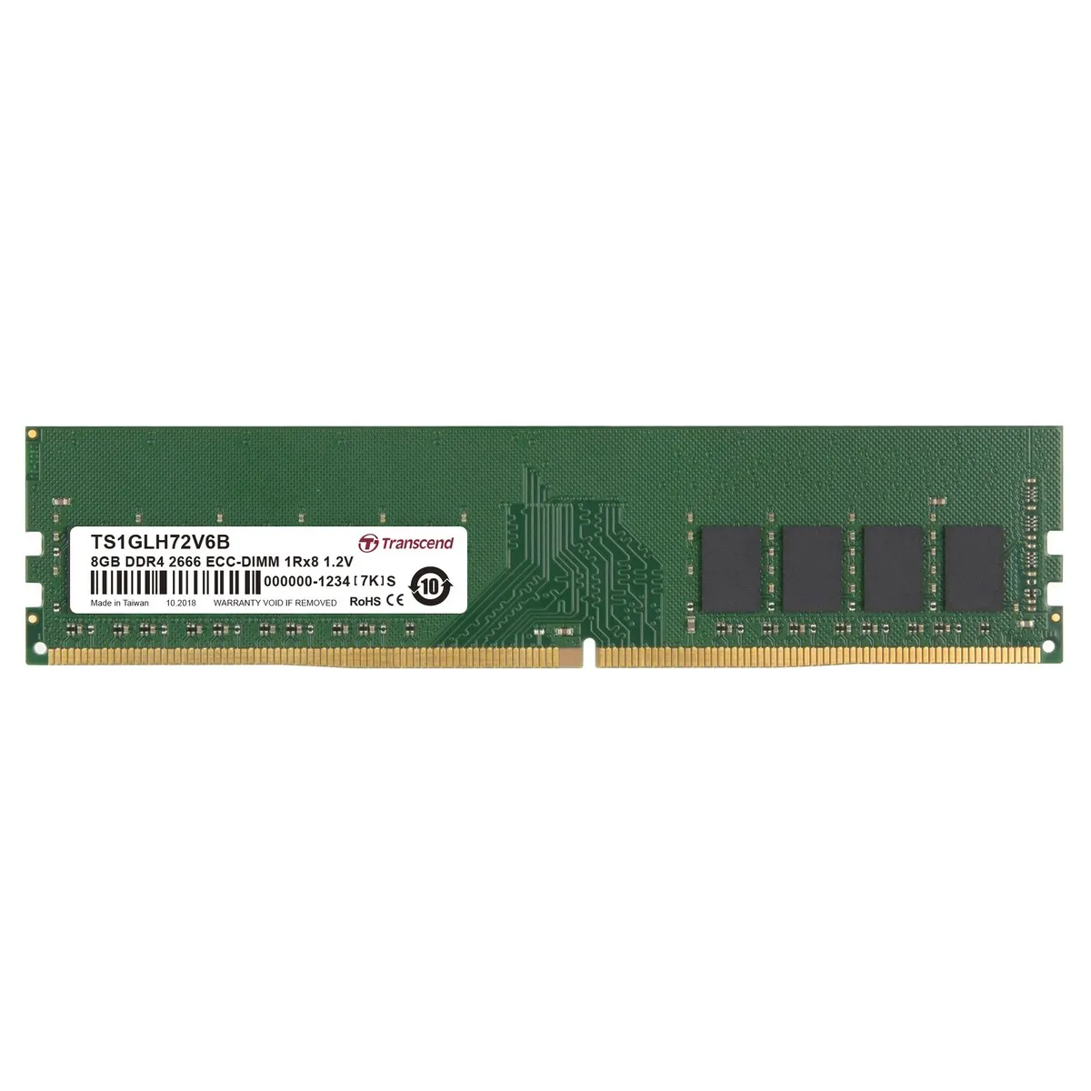 Модуль памяти Transcend TS1GLH72V6B, DDR4 DIMM 8 ГБ, 2666 МГц, ECC, 1Rx8