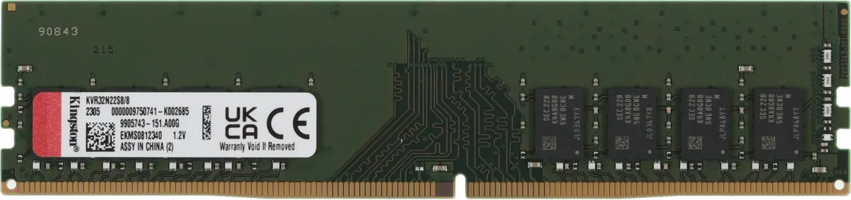 Модуль памяти Kingston KVR32N22S8/8, DDR4, 8 ГБ, 3200 МГц, DIMM 288-pin, фото 2