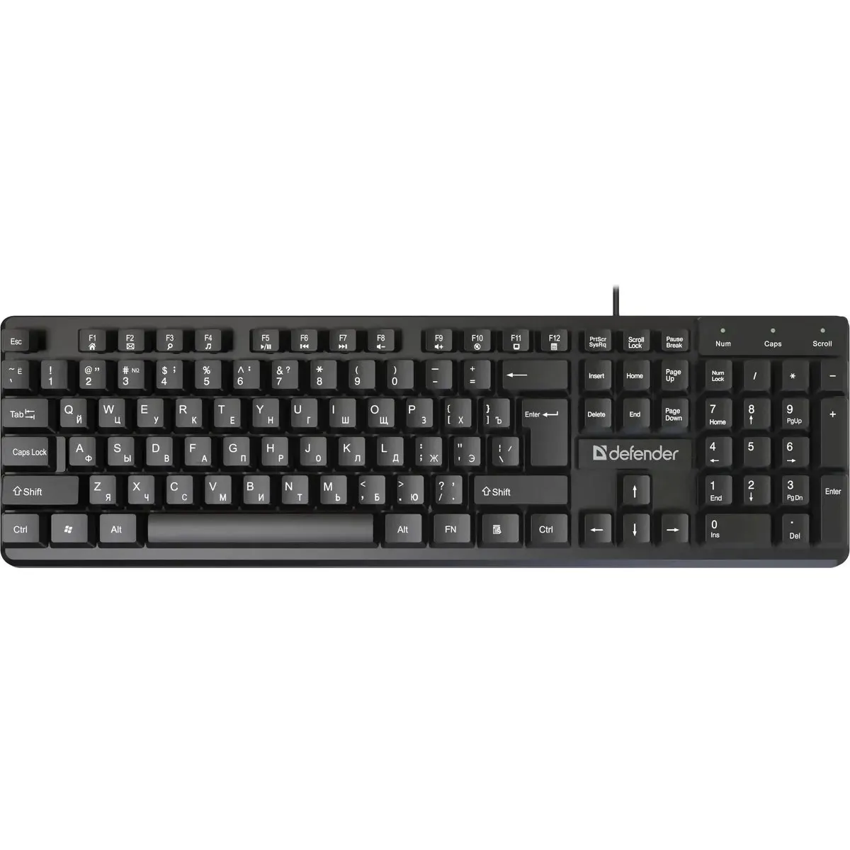 Клавиатура Defender Elemental HB-239, USB, 104 клавиши, RU/EN, мембранная, черная