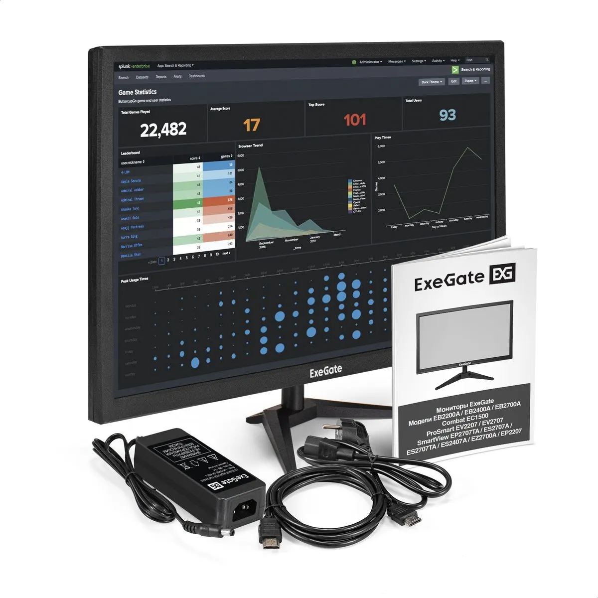 Монитор ExeGate EB2700A, 27", VA, 1920x1080, 75 Гц, HDMI/VGA, фото 2