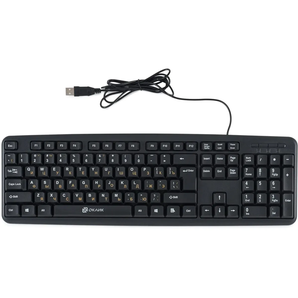 Клавиатура OKLICK 130M, USB, 104 клавиши, чёрная