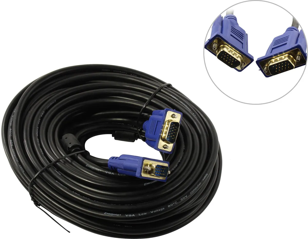 Кабель VGA VCOM VVG6460-20M, 15M–15F, 20 м, 2 ферритовых фильтра, фото 2