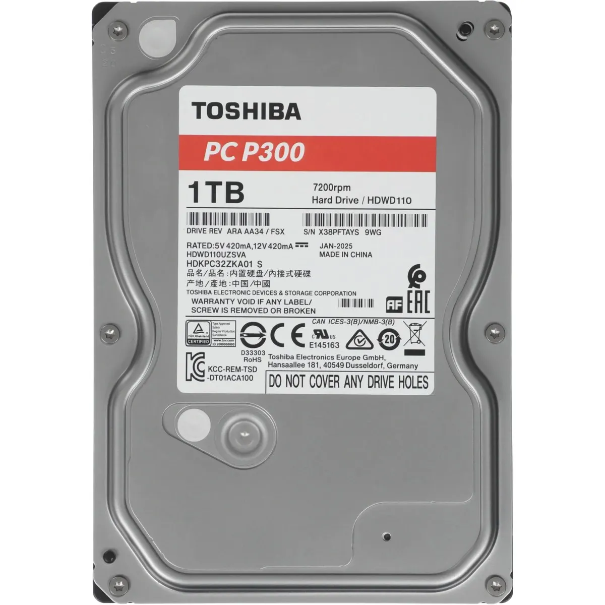 Жесткий диск Toshiba HDWD110UZSVA, 1ТБ, SATA3, 7200RPM