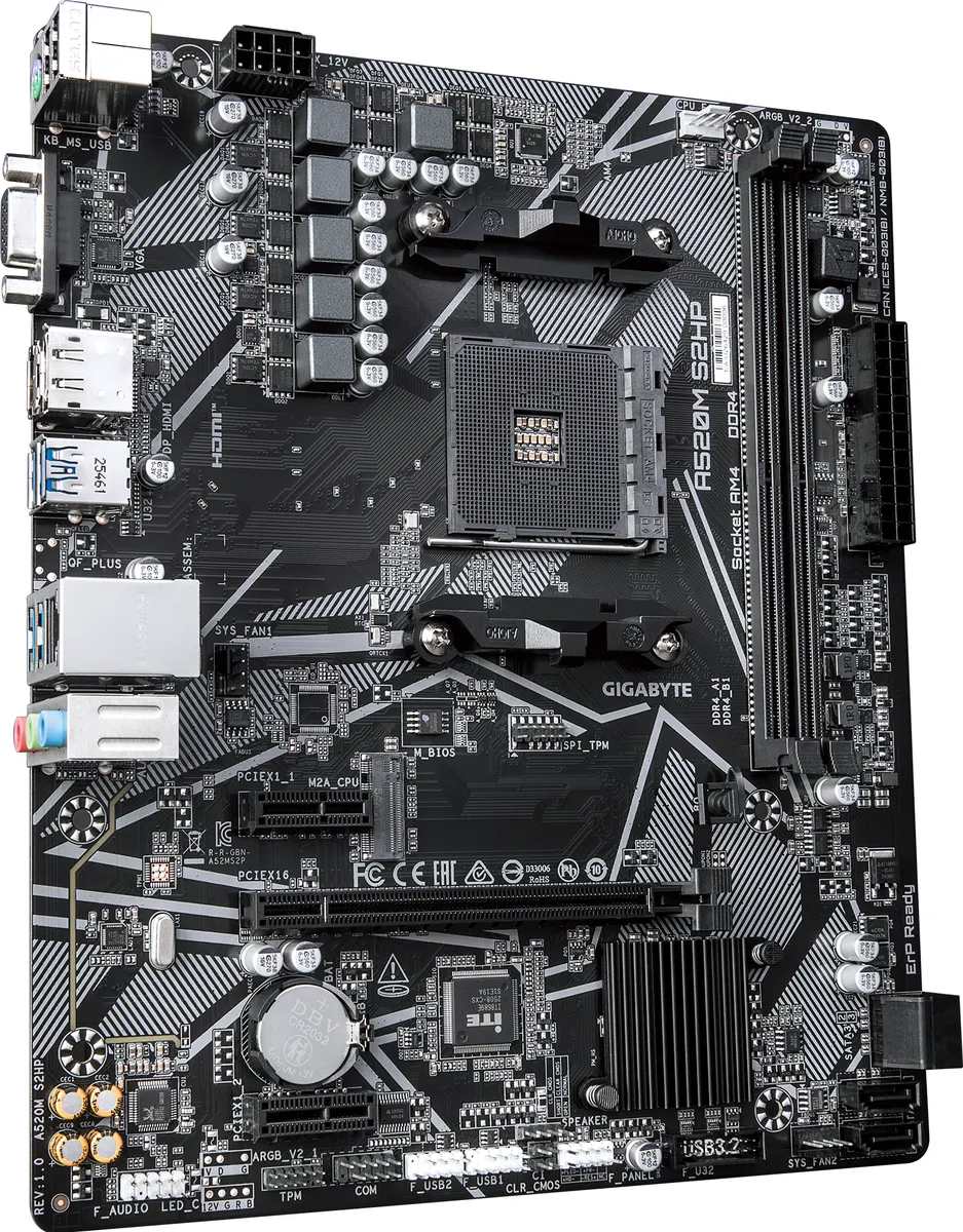 Материнская плата Gigabyte A520M S2HP, AM4, AMD A520, 2×DDR4, microATX, фото 2