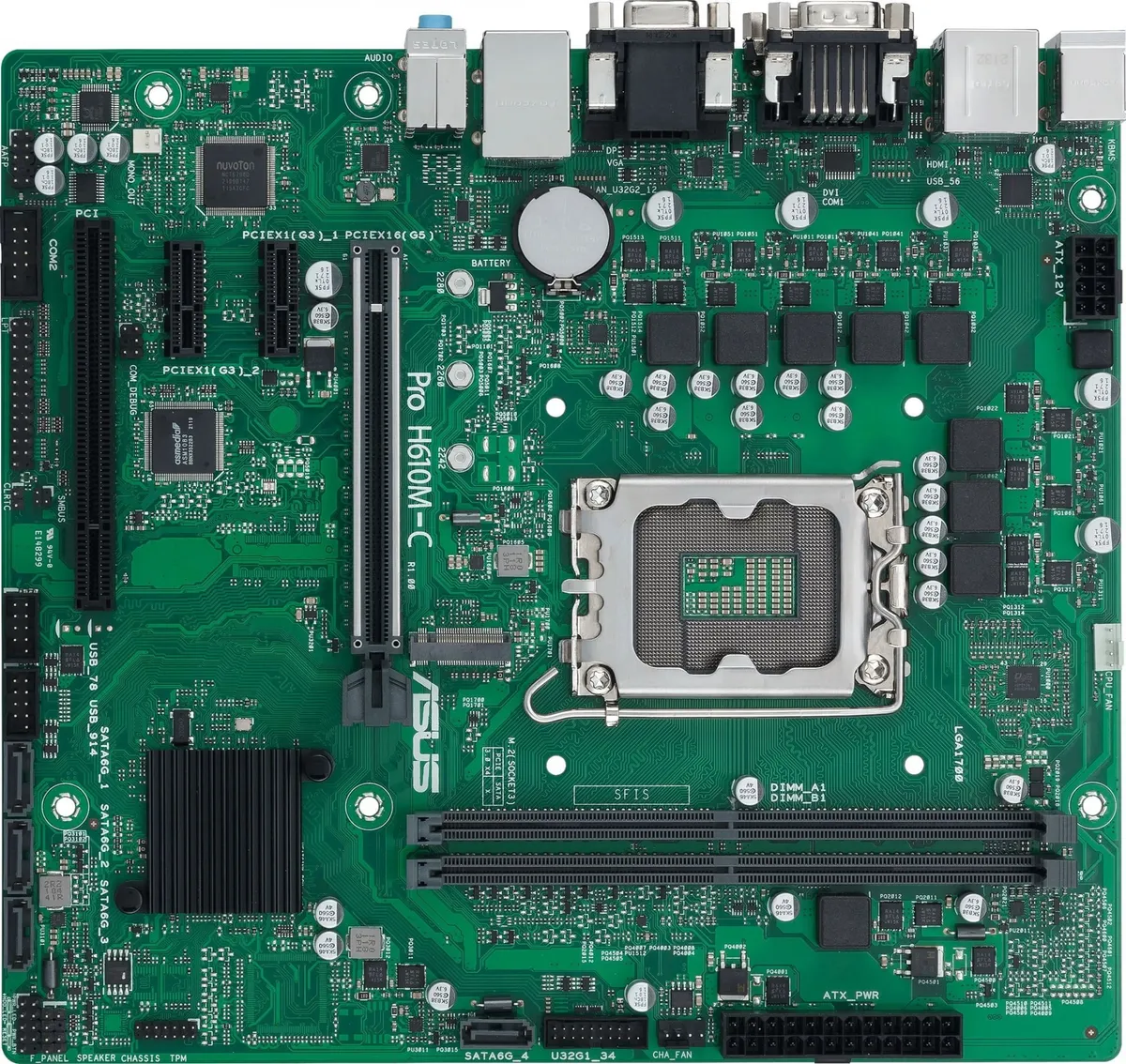 Материнская плата ASUS PRO H610M-C-CSM, LGA1700, Intel H610, 2×DDR5, microATX, фото 2