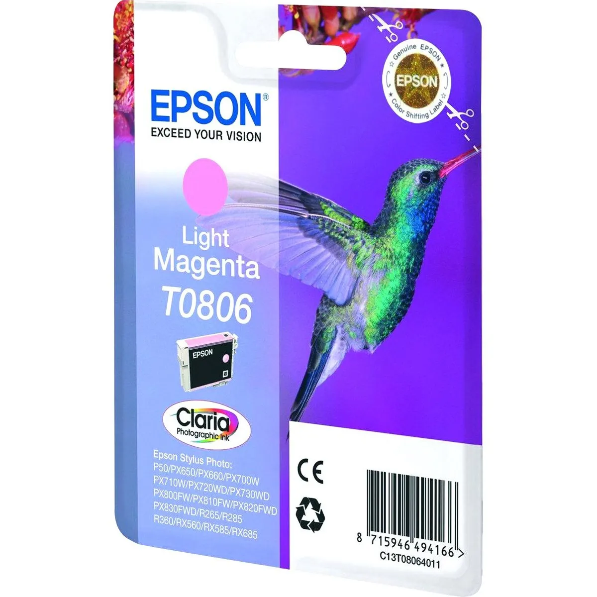 Картридж струйный Epson C13T08064011 (T0806), светло-пурпурный, 7,4 мл