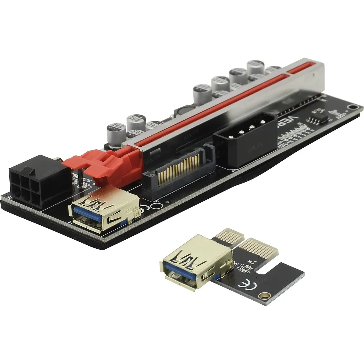 Райзер карта PCI-Ex1 M --> PCI-Ex16 F + доп питание Molex(SA Edition)