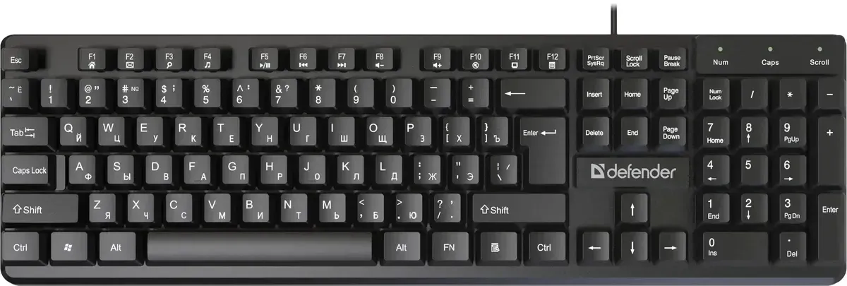 Клавиатура Defender Elemental HB-239, USB, 104 клавиши, RU/EN, мембранная, черная, фото 2