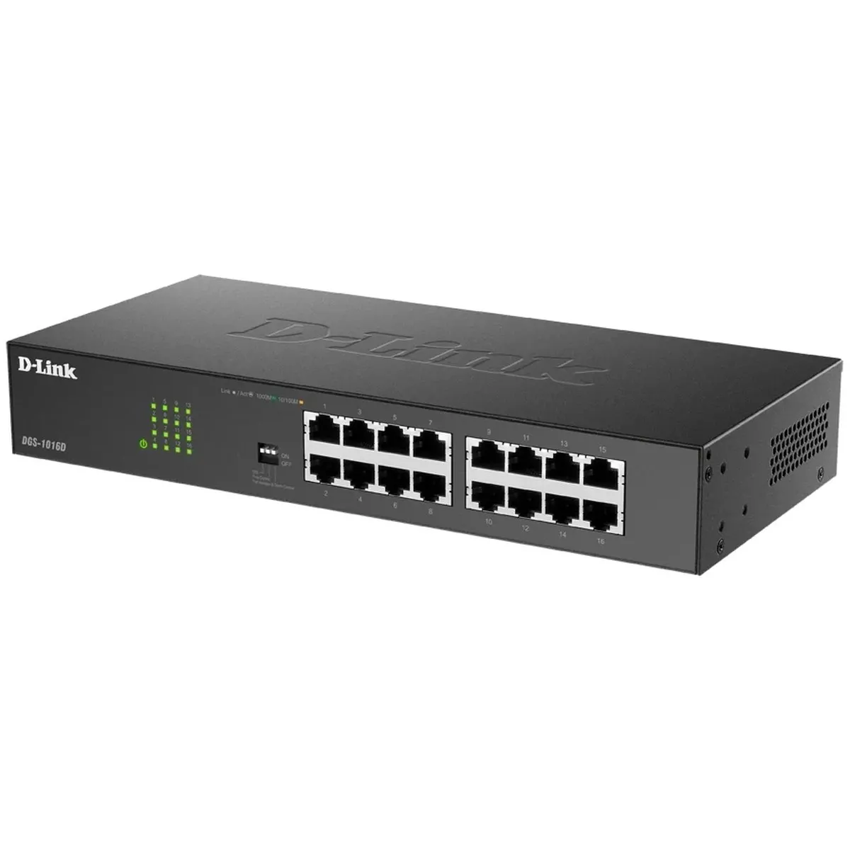 Коммутатор D-Link DGS-1016D/J1A, неуправляемый, 16×1GbE, DIP-переключатель, 1U