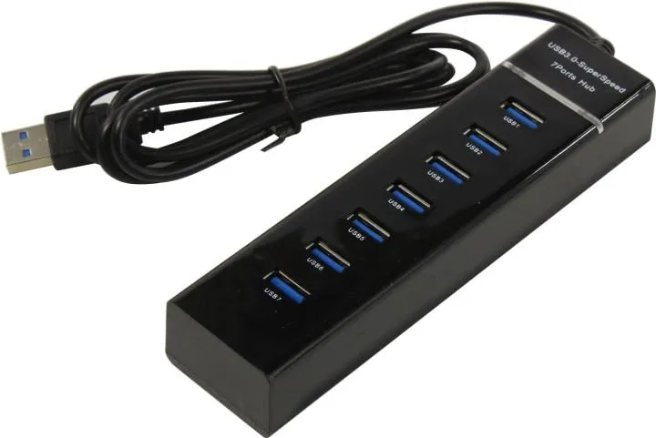 USB-концентратор KS-IS KS-568, 7×USB 2.0 Type-A, вход USB 3.0 Type-A, с БП, фото 2