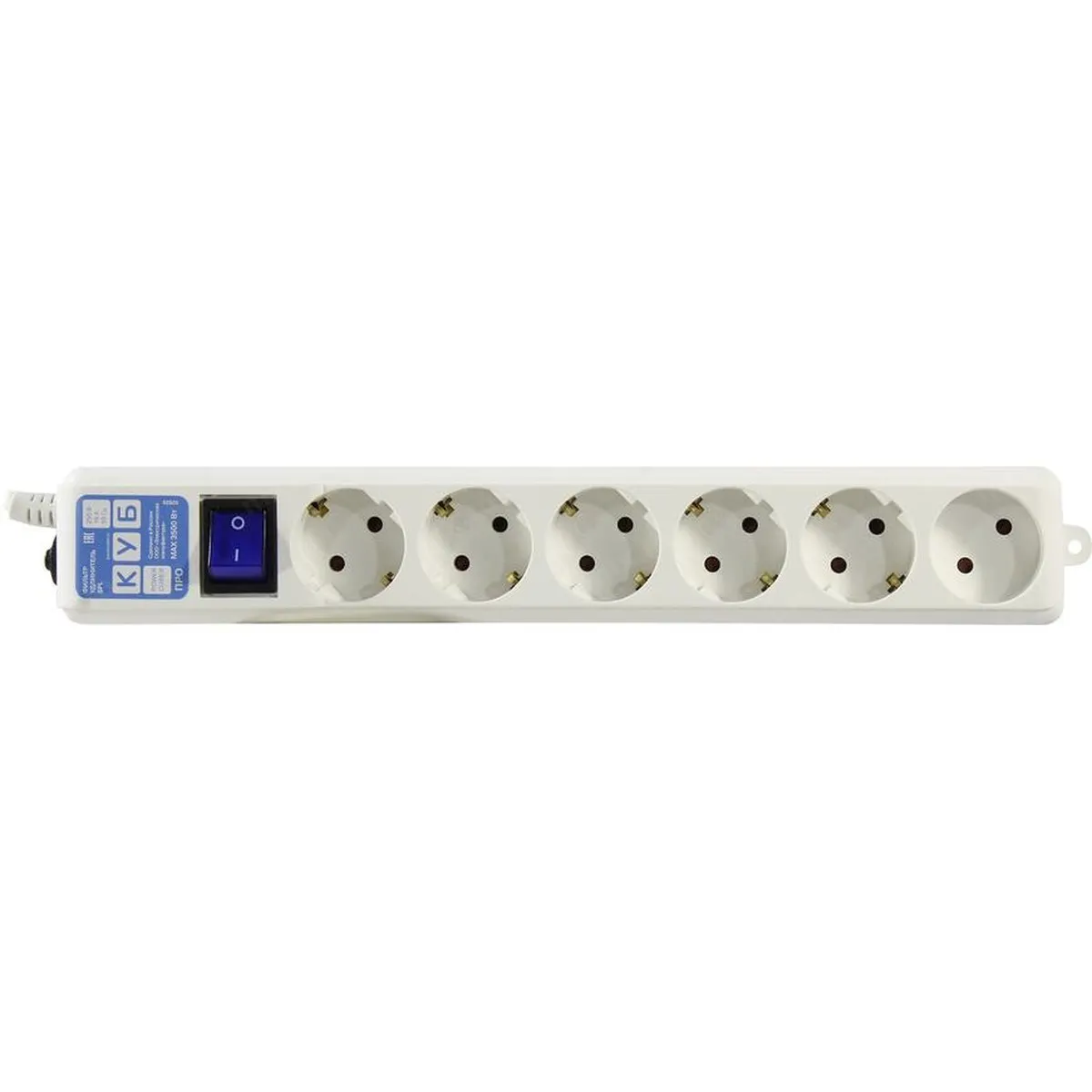 Сетевой фильтр Power Cube SPG(5+1)-16B-3М-WHITE, 6 розеток, 16 А, кабель 3 м