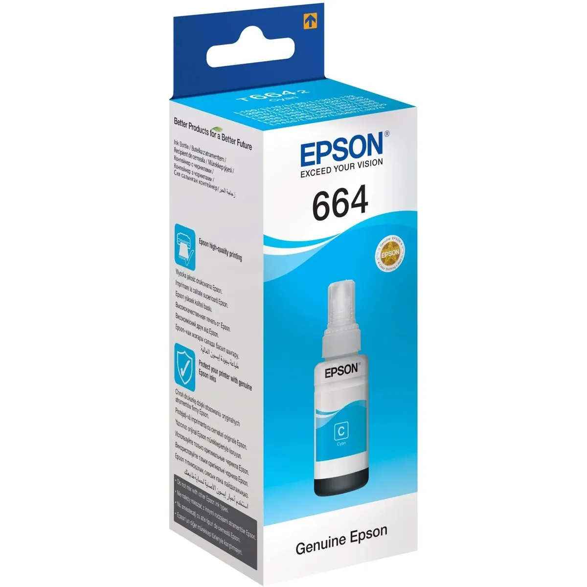 Чернила Epson 664 C13T66424A, голубые, 70 мл, для серии L