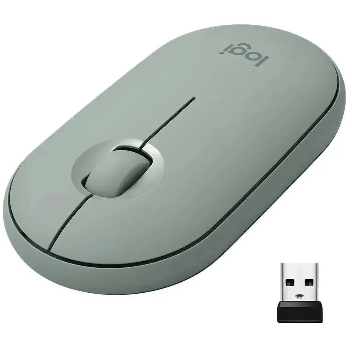 Мышь Logitech Pebble M350, беспроводная, оптическая, 1000 DPI, 3 кнопки, зелёная