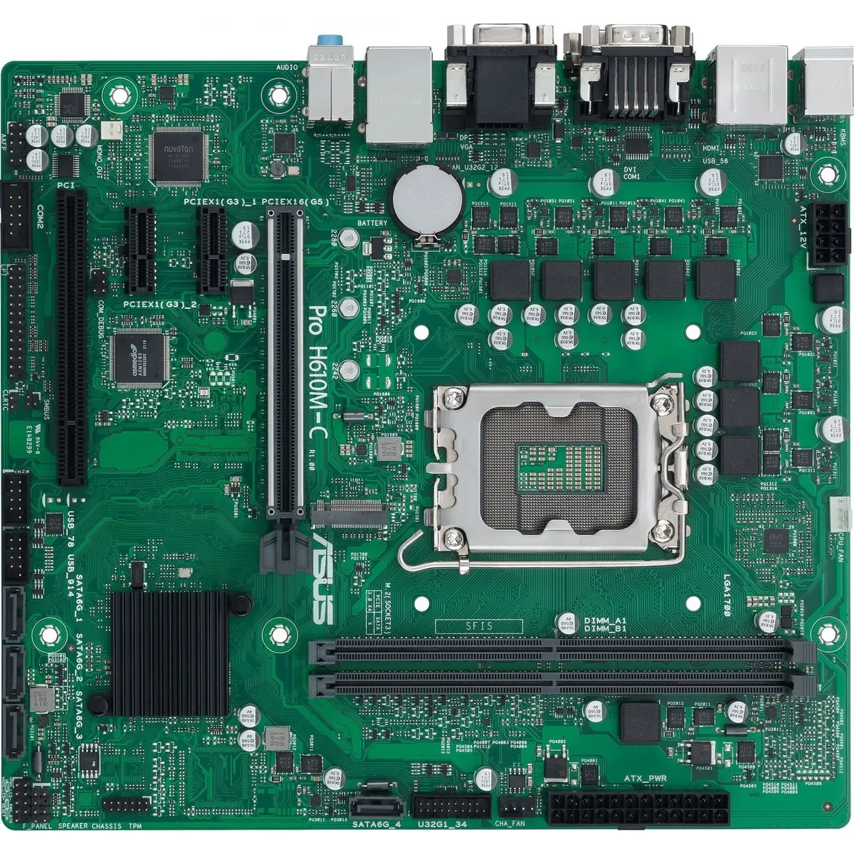 Материнская плата ASUS PRO H610M-C-CSM, LGA1700, Intel H610, 2×DDR5, microATX