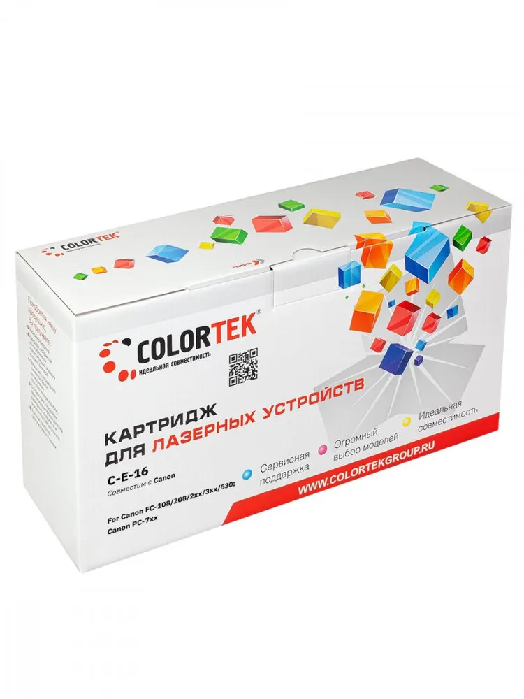 Картридж лазерный Colortek E-16, черный, 2000 страниц, фото 2