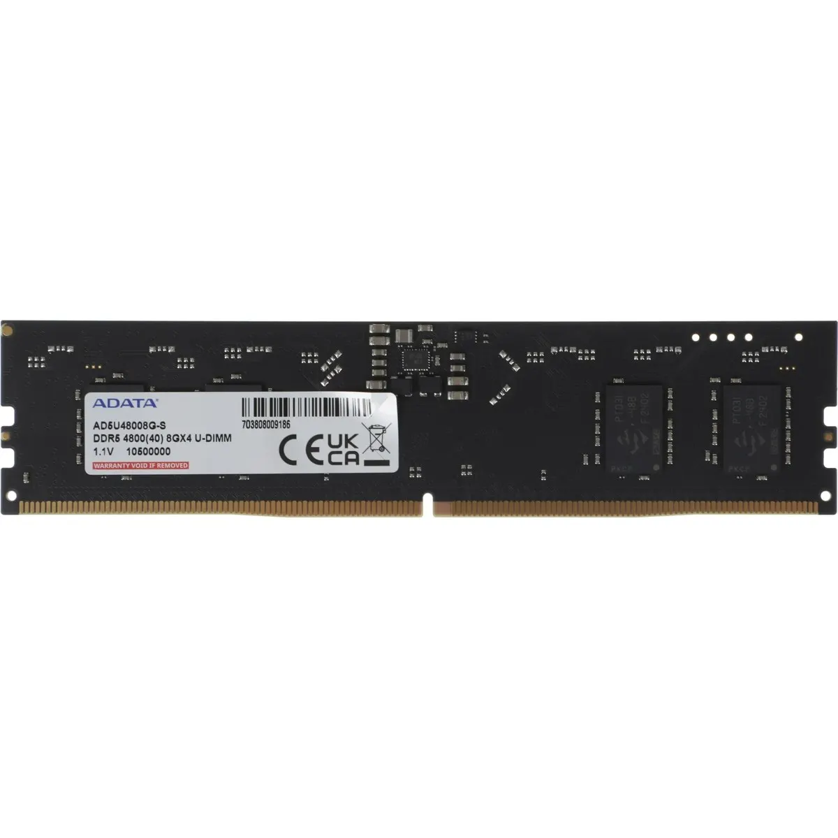 Модуль памяти A-DATA AD5U48008G-S, DDR5, 8 ГБ, 4800 МГц, DIMM 288-pin, CL40