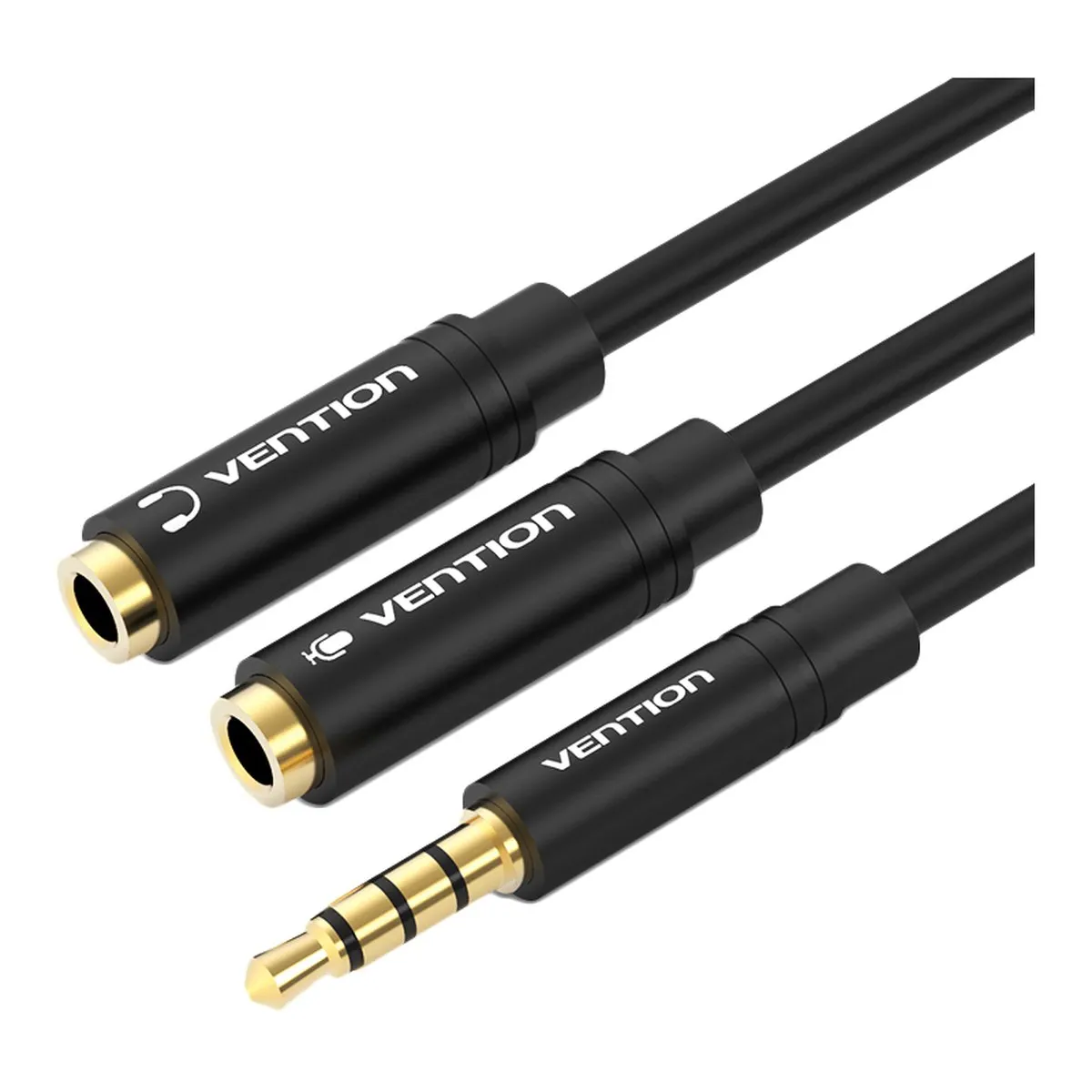 Переходник-разветвитель Vention BBCBY, Jack 3.5 мм M 4-pin — 2×Jack 3.5 мм F, 0.3 м