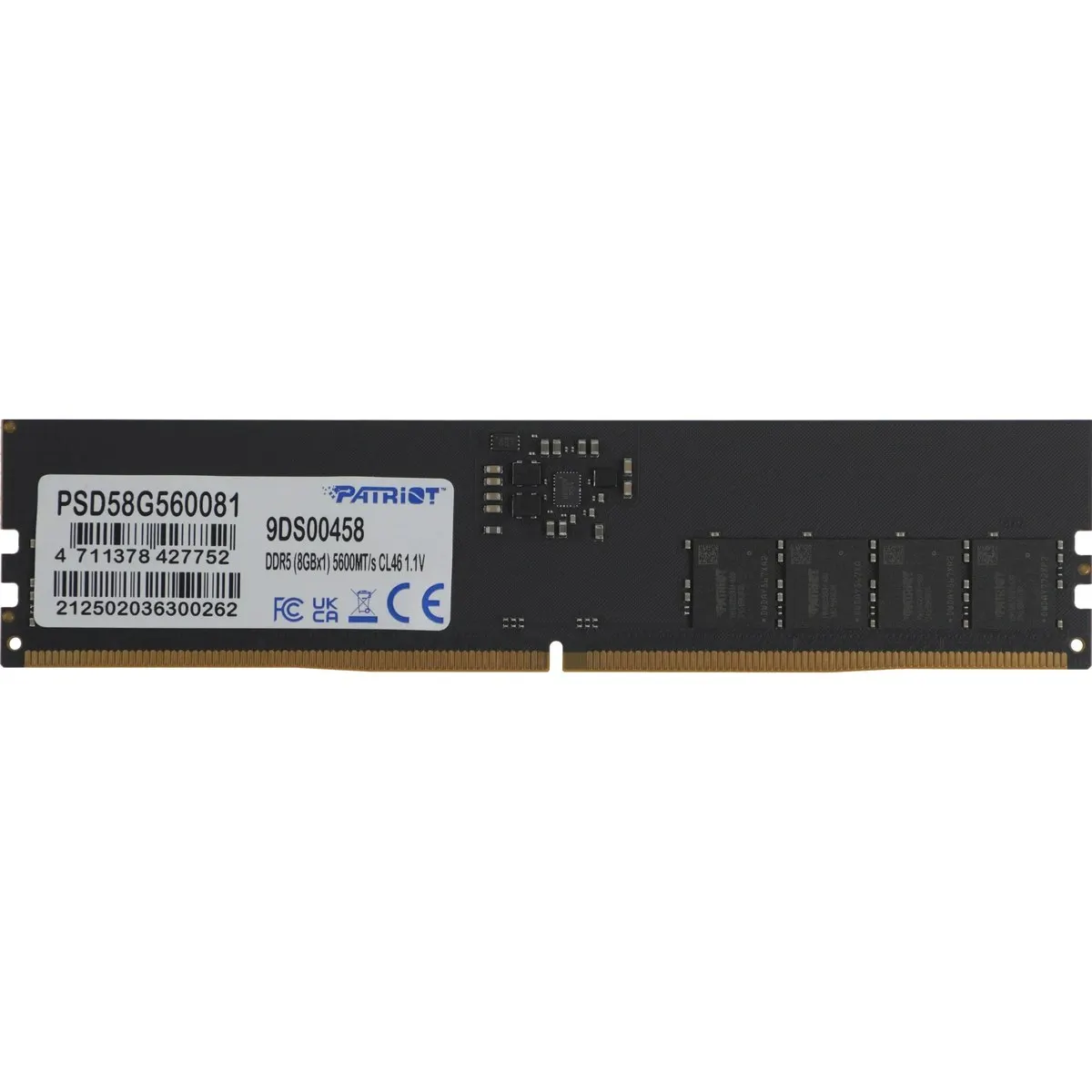 Модуль памяти Patriot Signature Line PSD58G560081, DDR5, 8 ГБ, 5600 МГц, CL46, DIMM
