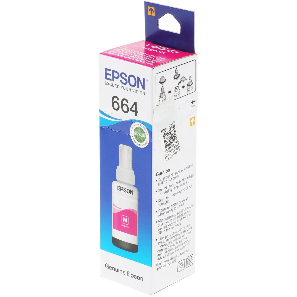 Чернила Epson T6643 (C13T66434A), пурпурные, 70 мл, для EcoTank L100/L110/L200/L300/L355/L550