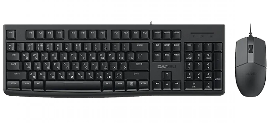 Набор клавиатура и мышь DAREU MK185 Black, проводной USB, 104 клавиши, 1200 DPI, фото 2