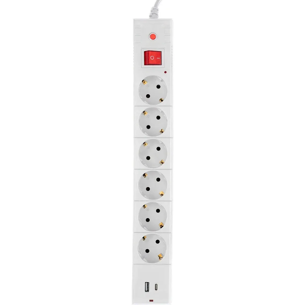 Сетевой фильтр BURO BU-SP5 USB 2A-W, 6 розеток, 2 USB, 5 м, IP20