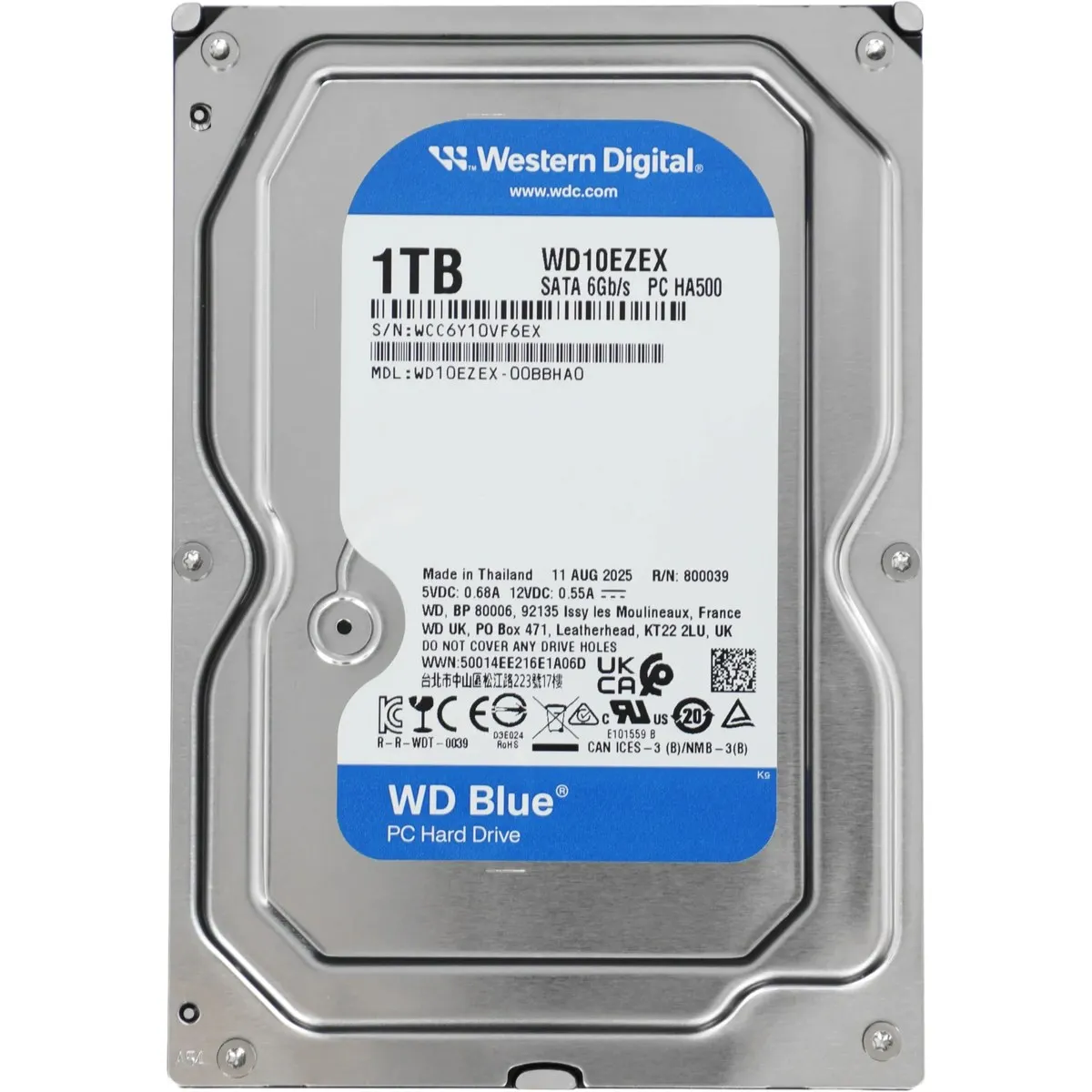 Жёсткий диск Western Digital WD10EZEX Caviar Blue, 1 ТБ, 3.5", SATA III, 7200 об/мин
