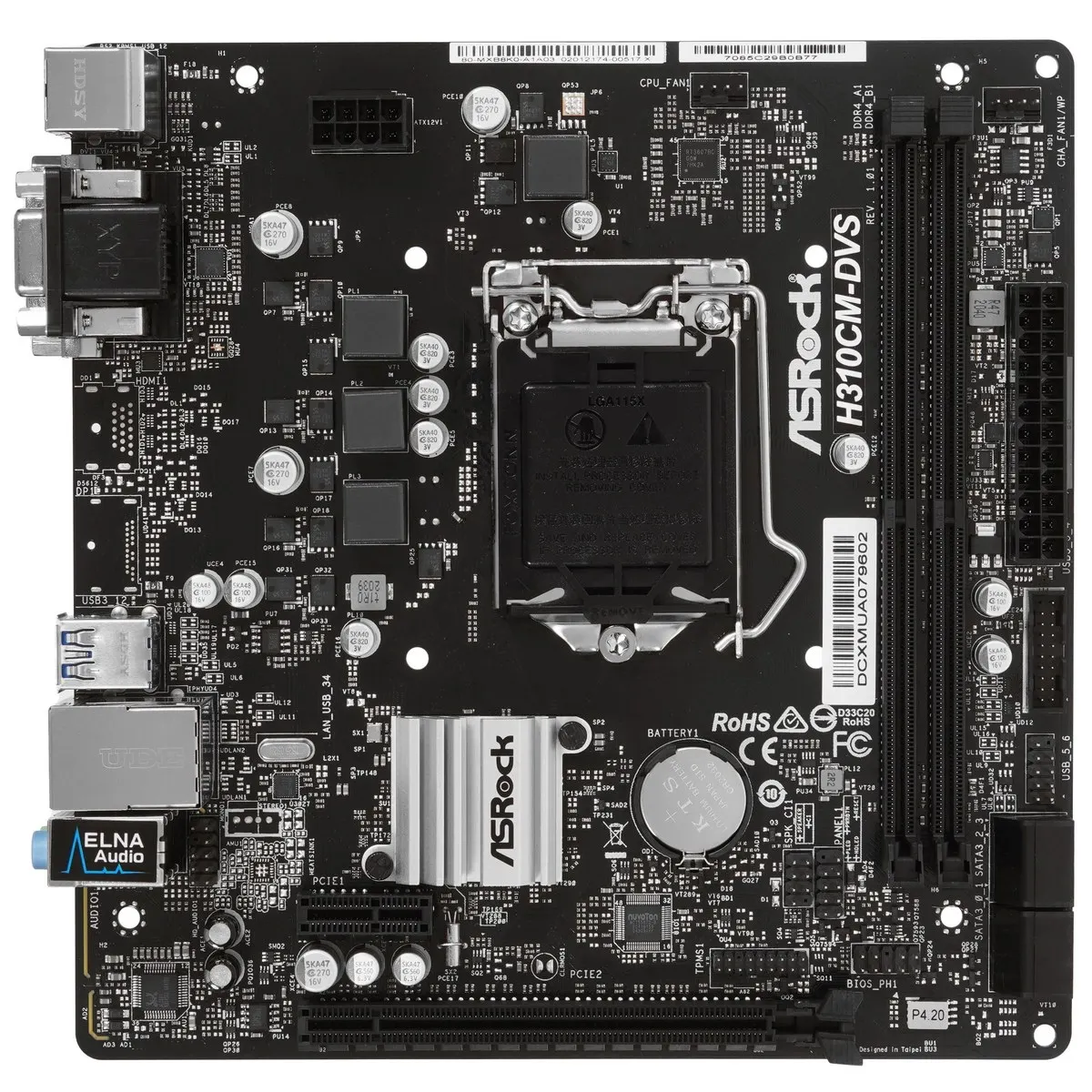Материнская плата ASRock H310CM-DVS, LGA1151, Intel H310, Micro ATX, 2×DDR4