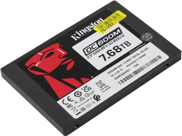 Твердотельный накопитель Kingston DC600M SEDC600M/7680G, 7.68 ТБ, 2.5", SATA III, 3D TLC, фото 2