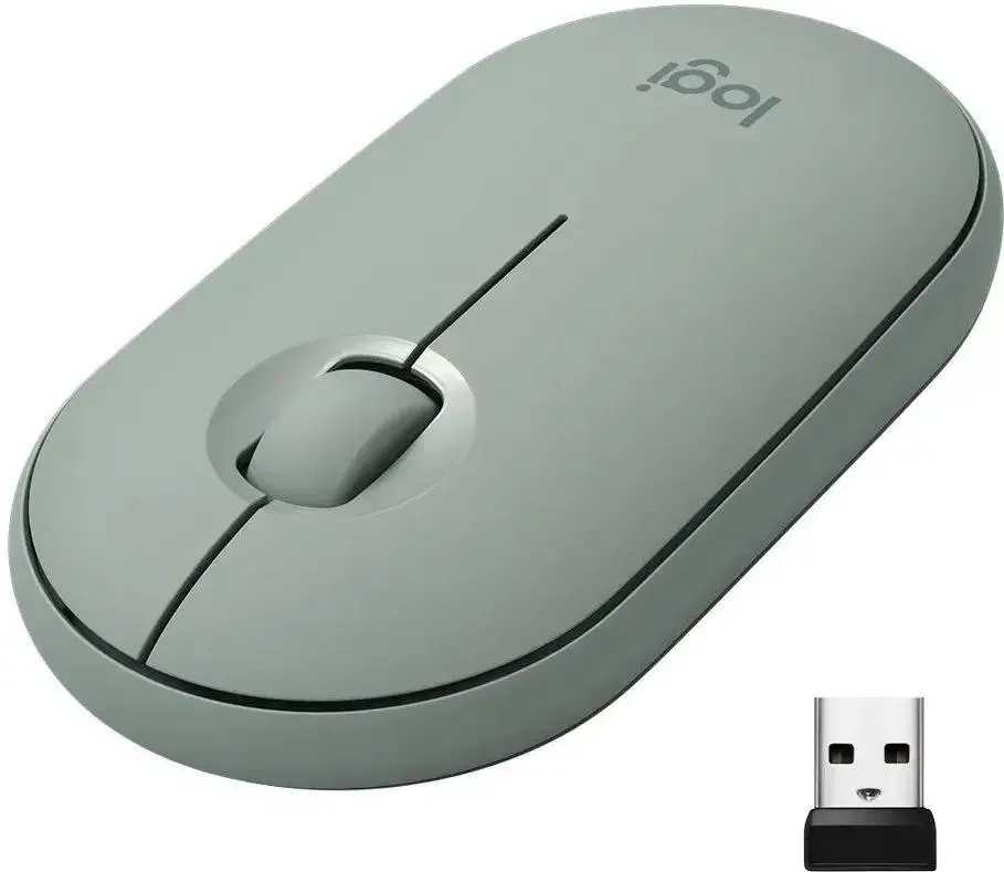 Мышь Logitech Pebble M350, беспроводная, оптическая, 1000 DPI, 3 кнопки, зелёная, фото 2