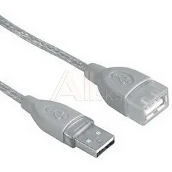 Кабель USB Hama 00045040, USB 2.0 A–A, удлинительный, 3 м, серый, фото 2