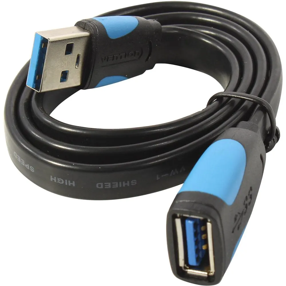 Кабель USB Vention VAS-A13-B050, USB 3.0 AM–AF, 0.5 м, плоский, фото 2