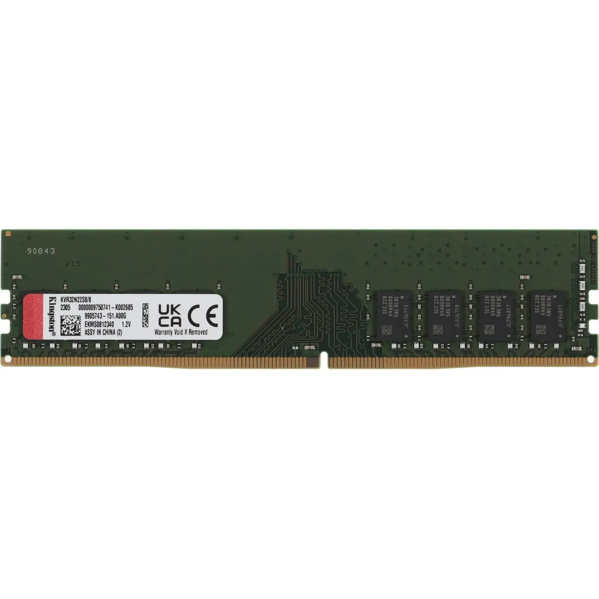 Модуль памяти Kingston KVR32N22S8/8, DDR4, 8 ГБ, 3200 МГц, DIMM 288-pin