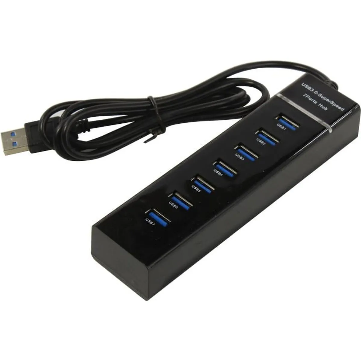 USB-концентратор KS-IS KS-568, 7×USB 2.0 Type-A, вход USB 3.0 Type-A, с БП