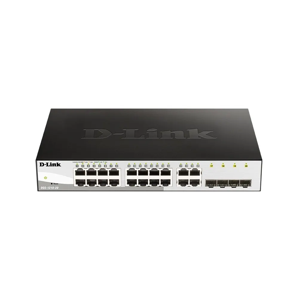 Коммутатор D-Link DGS-1210-20/F2A, L2, 16×1GbE, 4 комбо 1GbE/SFP, 1U, фото 2