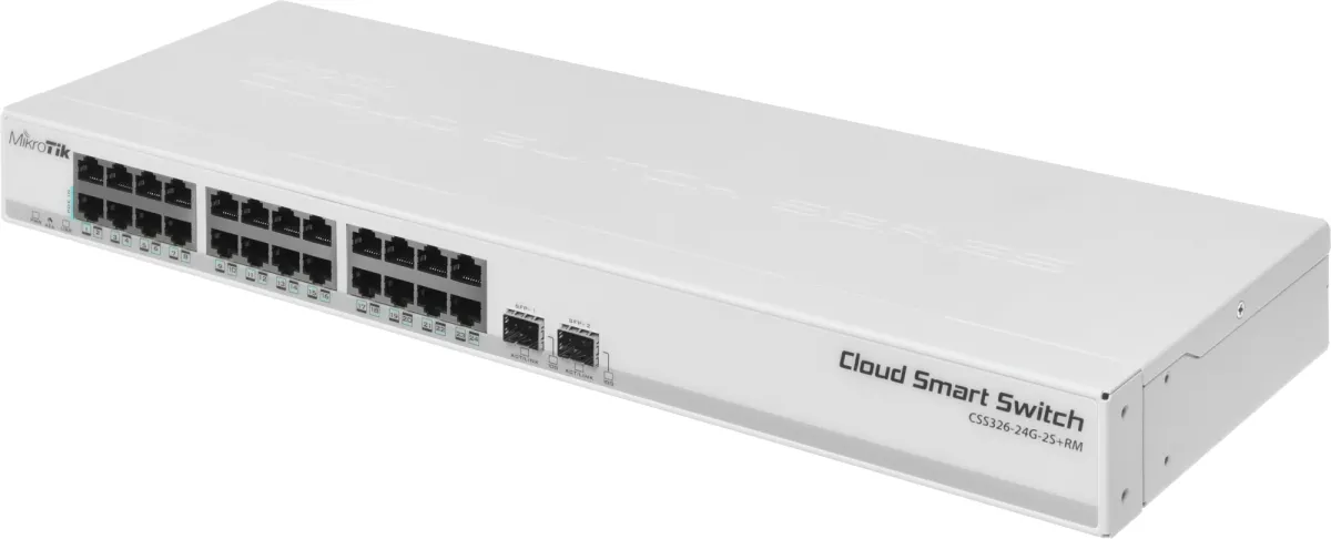 Коммутатор MikroTik CSS326-24G-2S+RM, 24×1GbE, 2×SFP+ 10G, L2, SwOS, 1U, фото 2