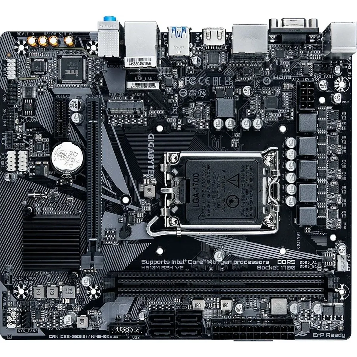 Материнская плата Gigabyte H610M S2H V2, LGA1700, H610, 2×DDR5, mATX