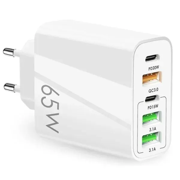 Зарядное устройство Kromix K22F02, 65 Вт, 2×USB-C, 3×USB-A, PD, QC 3.0, фото 2