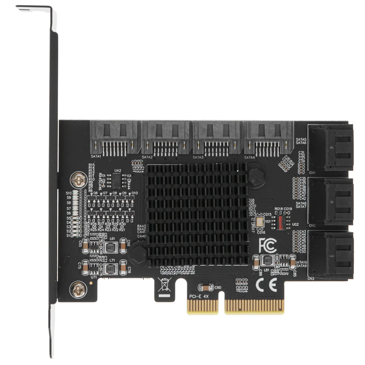 RAID-контроллер Orient AJ1166S10, PCIe x4 3.0, 10×SATA III 6 Гбит/с, ASM1166+JMB585, фото 2